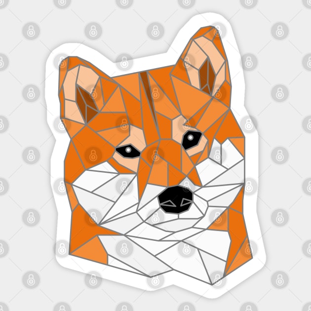 Shiba Inu Red Stained Glass Sticker by inotyler